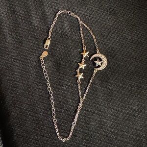 925 Silver Moon & Star Layered Adjustable Bracelet/Anklet - Women Jewelry
